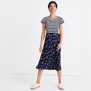 Madewell Navy Floral Midi Skirt